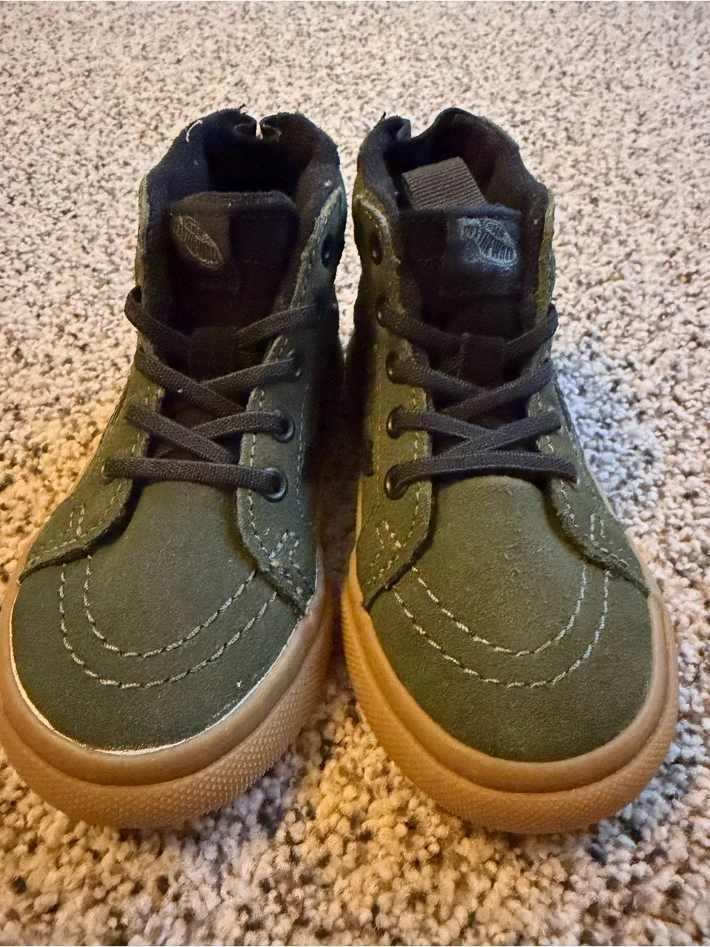 Vans toddler High-Top Sneakers in Olive Green with Gum Sole